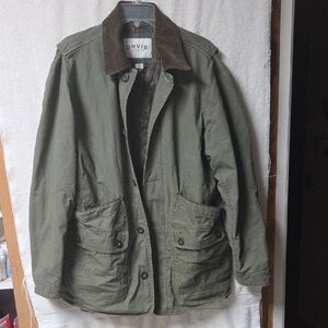 Orvis Olive Green Field Jacket with Brown Corduroy Collar